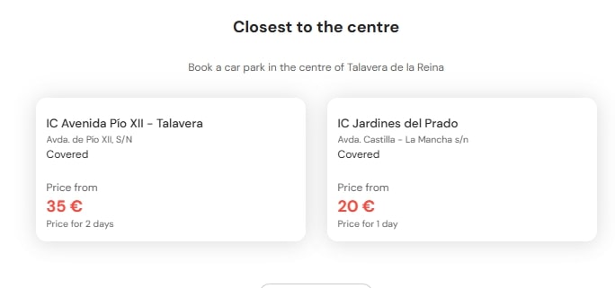 most central parking in Talavera de la Reina