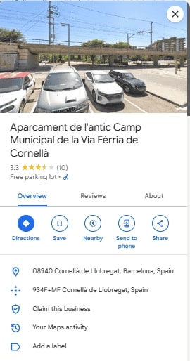 Aparcament de lantic Camp Municipal de la Via Ferria de Cornella