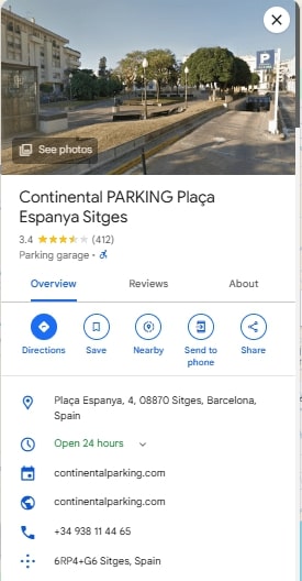 Continental PARKING Plaça Espanya Sitges