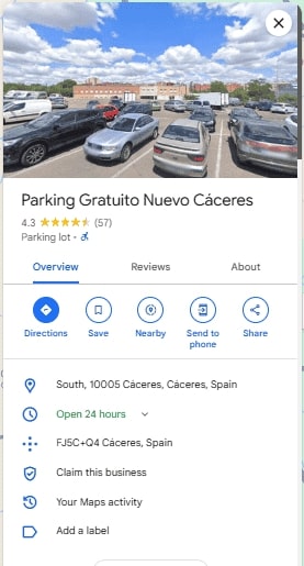 Parking Gratuito Nuevo Caceres