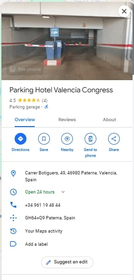 Parking Hotel Valencia Congress