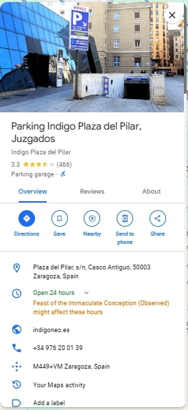 Parking Indigo Plaza del Pilar Juzgados