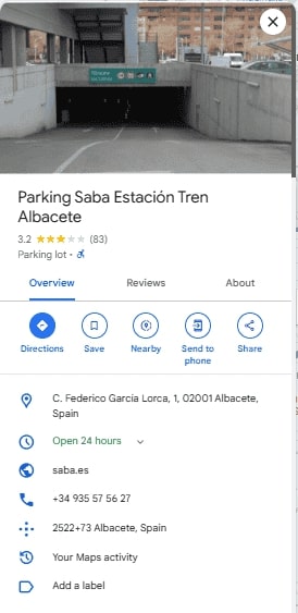 Parking Saba Estacion Tren Albacete