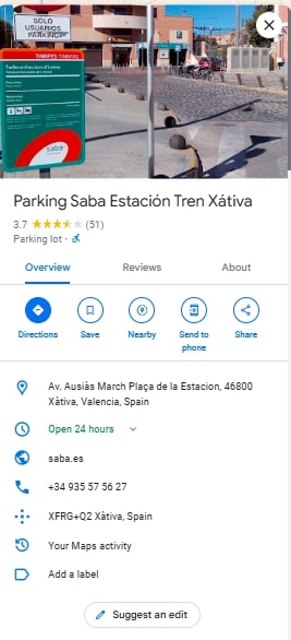 Parking Saba Estacion Tren Xativa