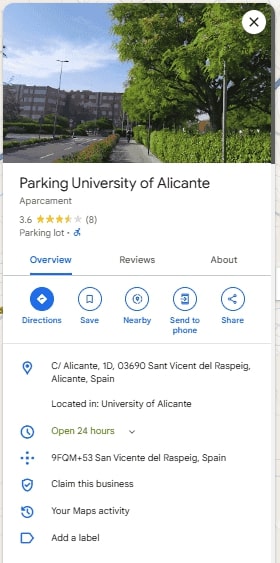 Parking University of Alicante