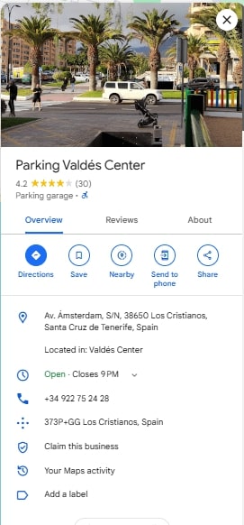 Parking Valdes Center