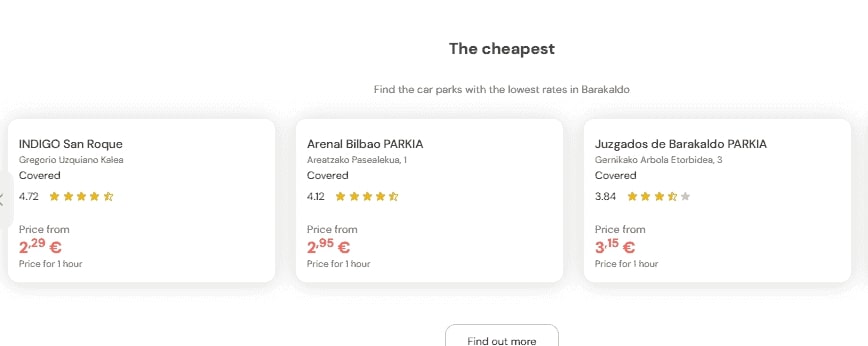 cheapest parking in Barakaldo