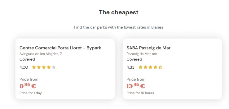 cheapest parking in Blanes