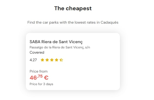 cheapest parking in Cadaques