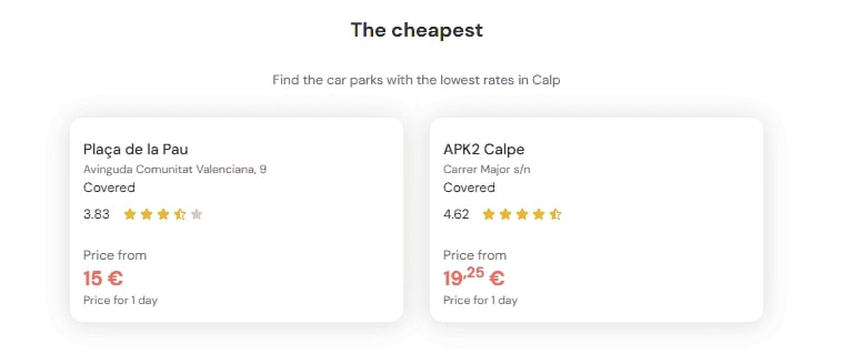 cheapest parking in Calp Copy