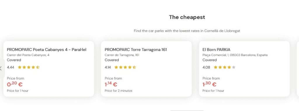 cheapest parking in Cornella de Llobregat