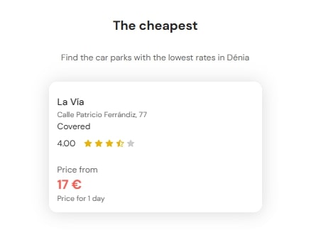 cheapest parking in Denia