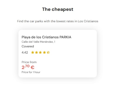 cheapest parking in Los Cristianos