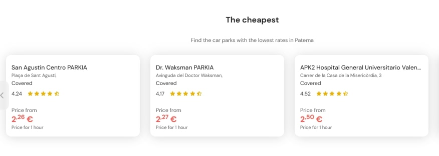 cheapest parking in Paterna