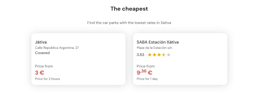 cheapest parking in Xativa