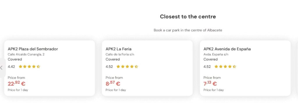 most central parking in Albacete