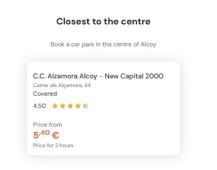 most central parking in Alcoy