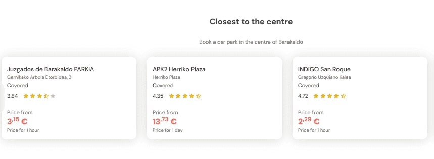 most central parking in Barakaldo