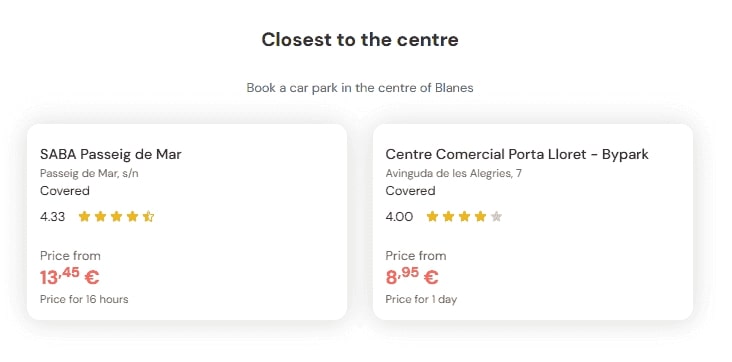 most central parking in Blanes