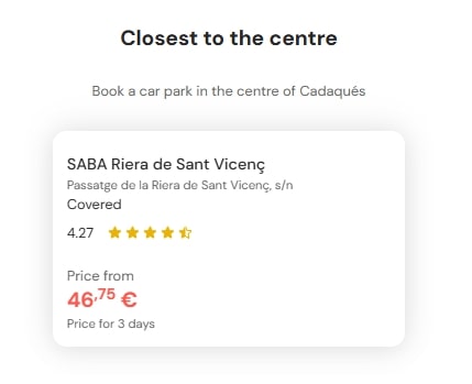 most central parking in Cadaques