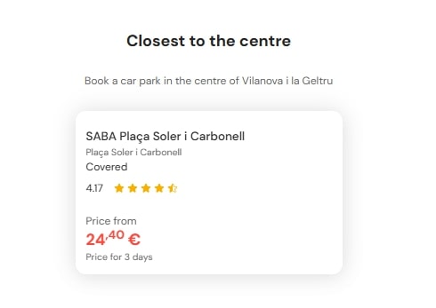 most central parking in Vilanova i la Geltru