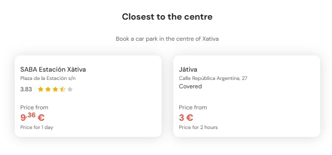 most central parking in Xativa