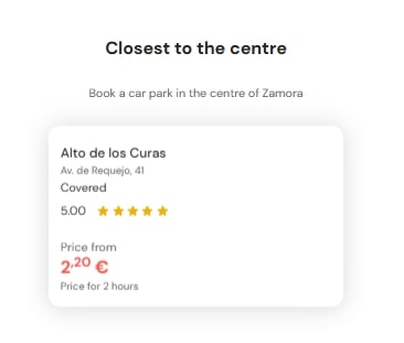 most central parking in Zamora