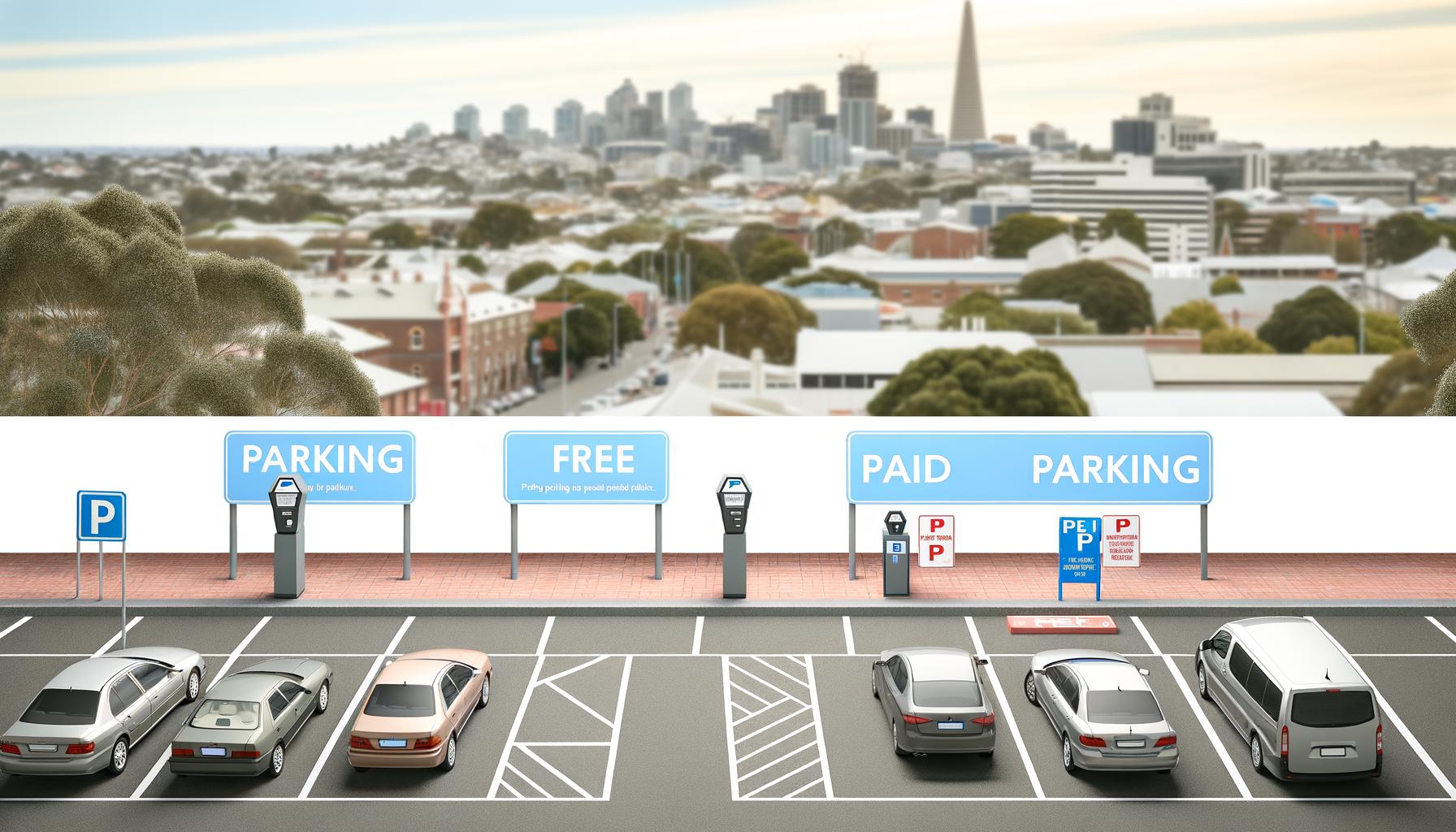 Parking options available: free and paid.