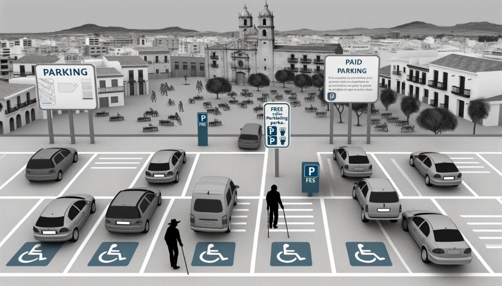 Parking options with free and paid spaces available.