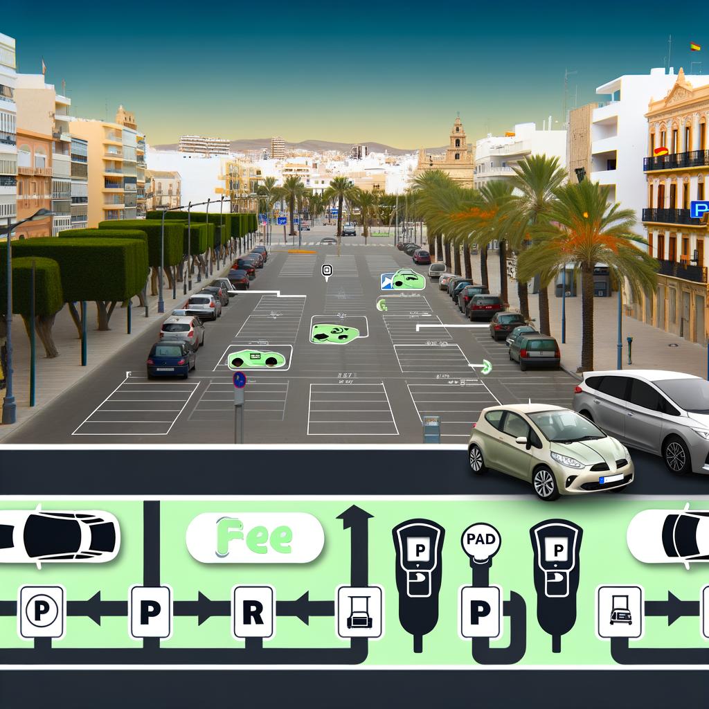 Parking options in Murcia: free and paid areas.
