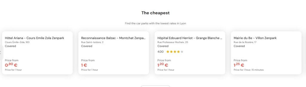 Cheapest parking in Lyon