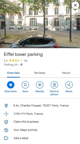Eiffel tower parking