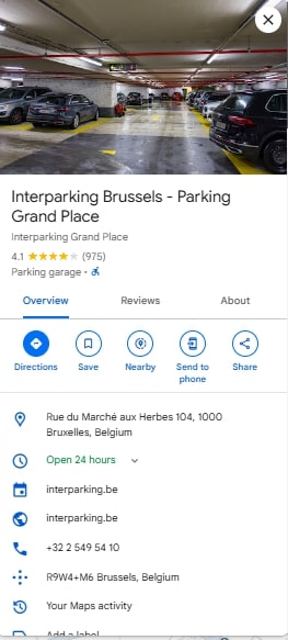 Interparking Brussels Parking Grand Place