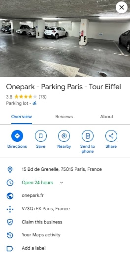 Onepark Parking Paris Tour Eiffel