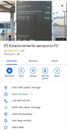 P Estacionamento aeroporto P3