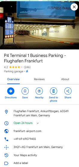 P4 Terminal 1 Business Parking Flughafen Frankfurt