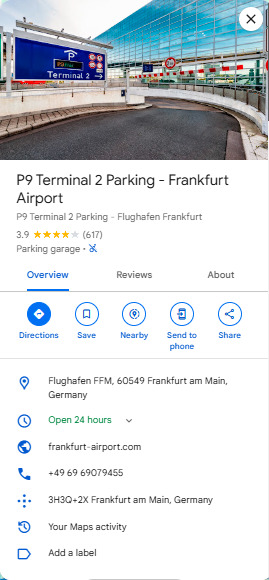 P9 Terminal 2 Parking Frankfurt Airport