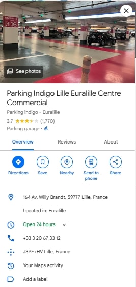 Parking Indigo Lille Euralille Centre Commercial