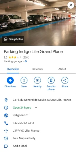 Parking Indigo Lille Grand Place
