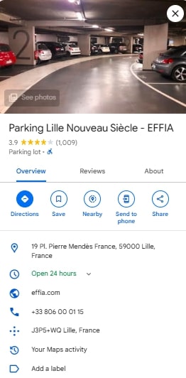 Parking Lille Nouveau Siecle EFFIA