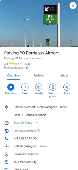 Parking P0 Bordeaux Airport