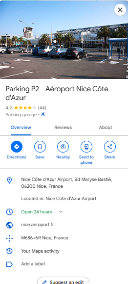 Parking P2 Aeroport Nice Cote dAzur