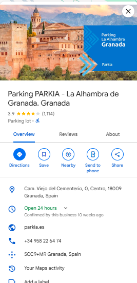 Parking PARKIA La Alhambra de Granada. Granada