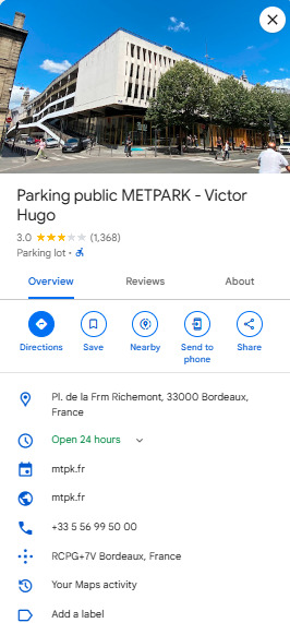 Parking public METPARK Victor Hugo