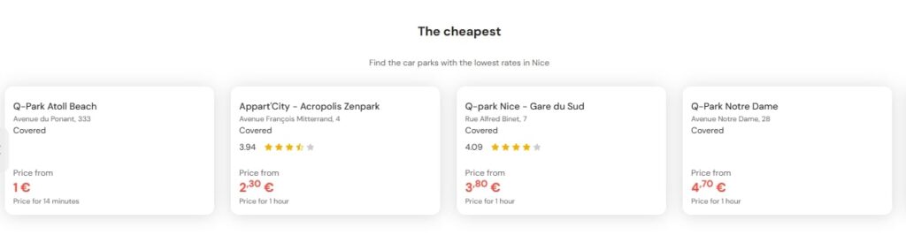 cheapest parking in Nice