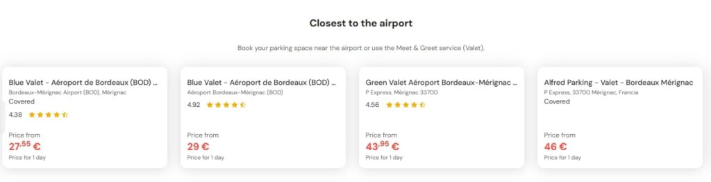 most central parking at Bordeaux Merignac Airport