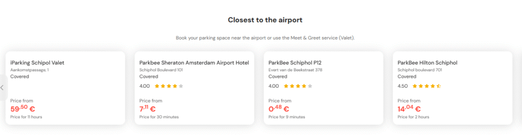 most central parking in Amsterdam Airport Schiphol