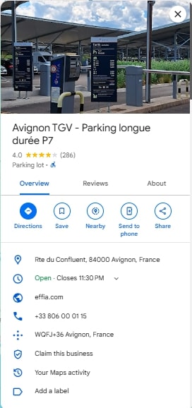 Avignon TGV Parking longue duree P7