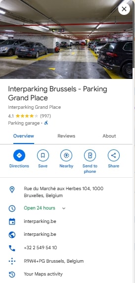Interparking Brussels Parking Grand Place