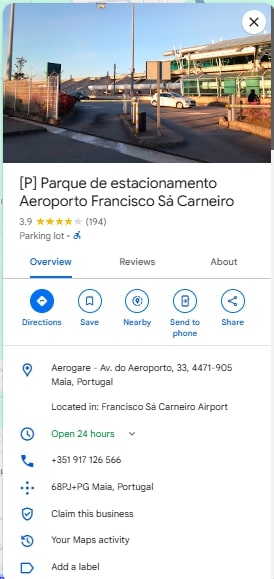 P Parque de estacionamento Aeroporto Francisco Sa Carneiro
